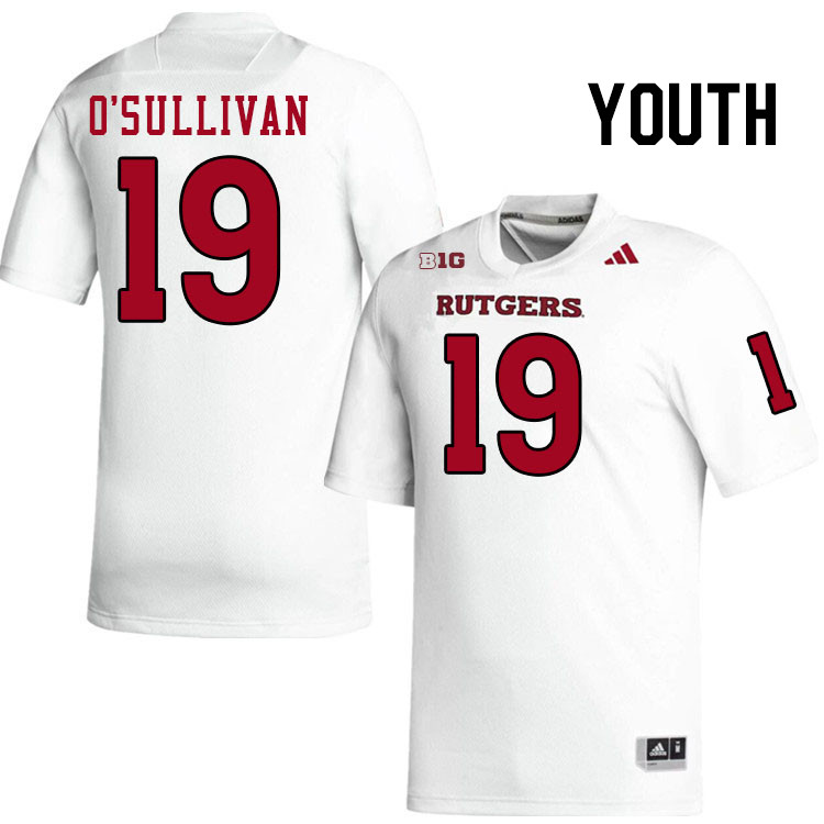 Youth #19 Colin O'Sullivan Rutgers Scarlet Knights 2024 College Football Jerseys Stitched-White